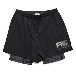 Marvel Avengers Mens L Black Compression Shorts Lined Gym Training Superhero